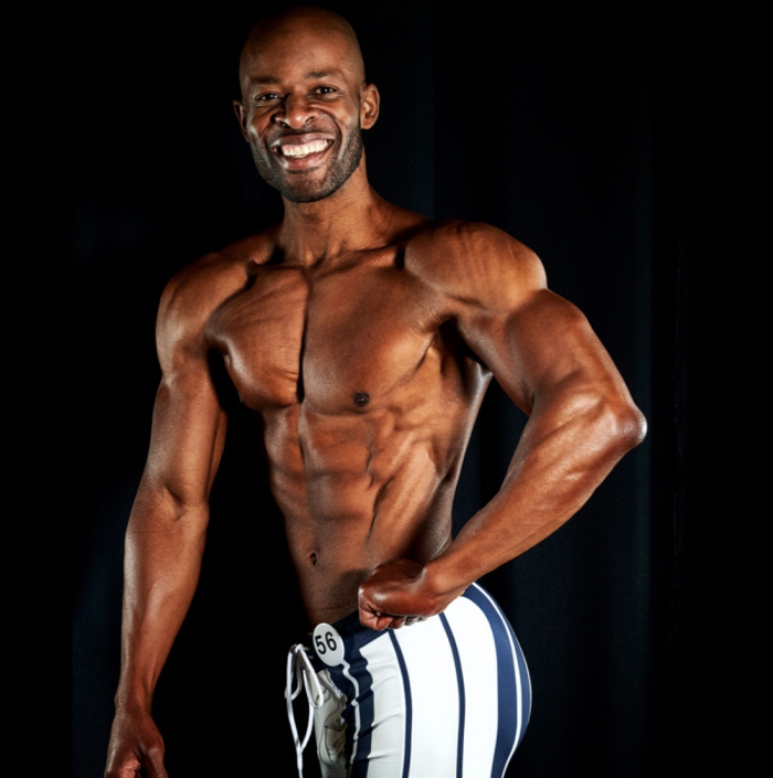 Vegan bodybuilding posing with Jamal Collins in physique, classic, and men's bodybuilding